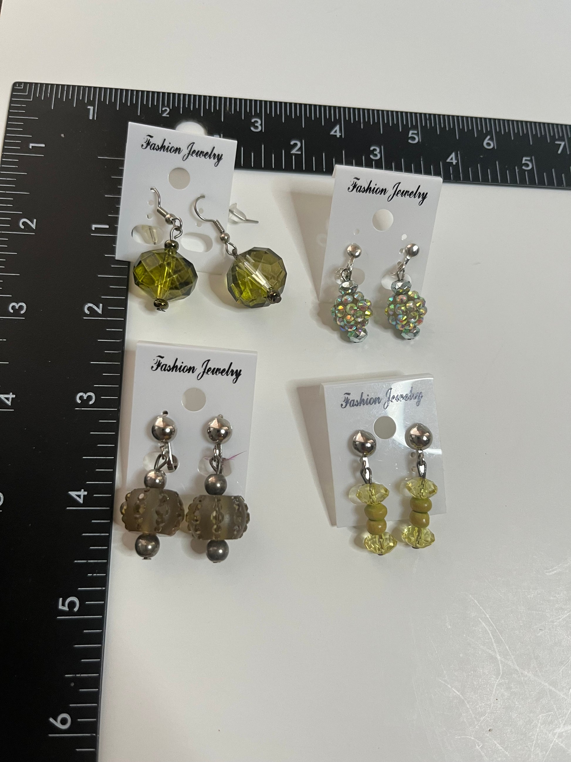 Resin Clip On Earrings 4 Pair Dangles 1" USA Made H9