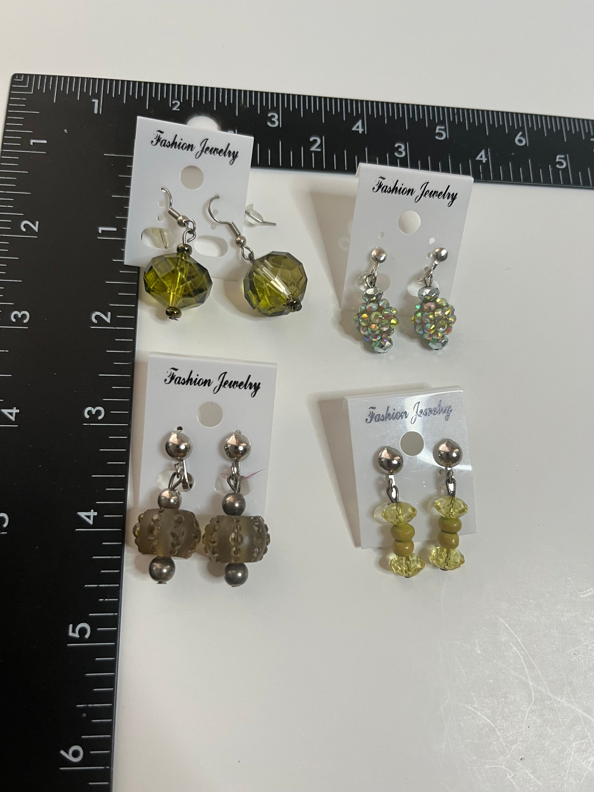 Resin Clip On Earrings 4 Pair Dangles 1" USA Made H9