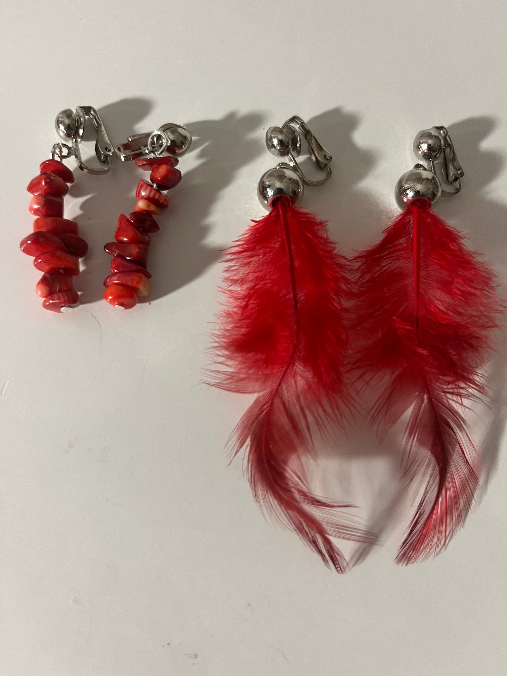 Red Skulls Money Resin Clip On Earrings 4 Pair Dangles 2" USA Made J15