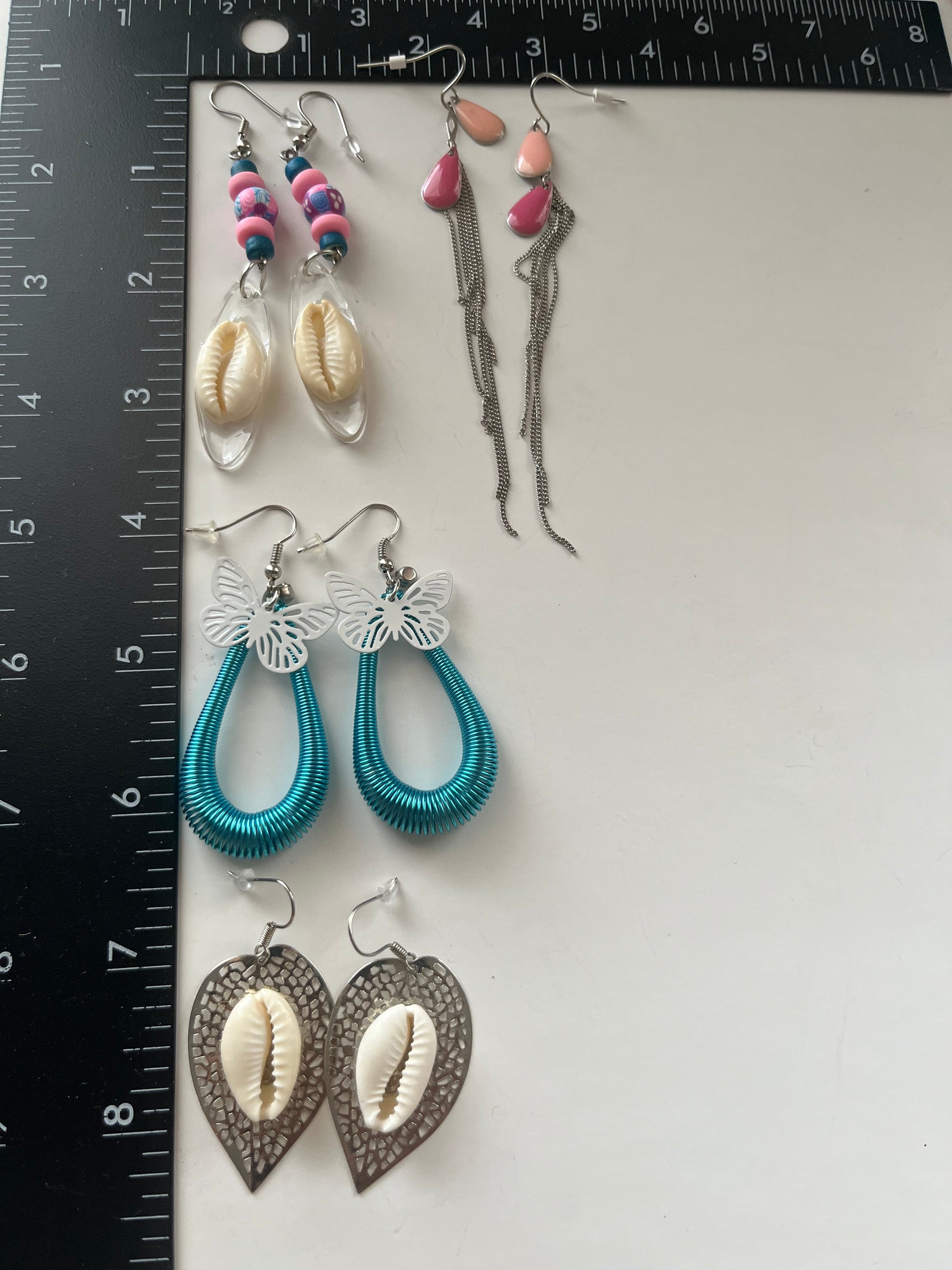 Resin Pierced Earrings 4 Pair Dangles 1" USA Made K1