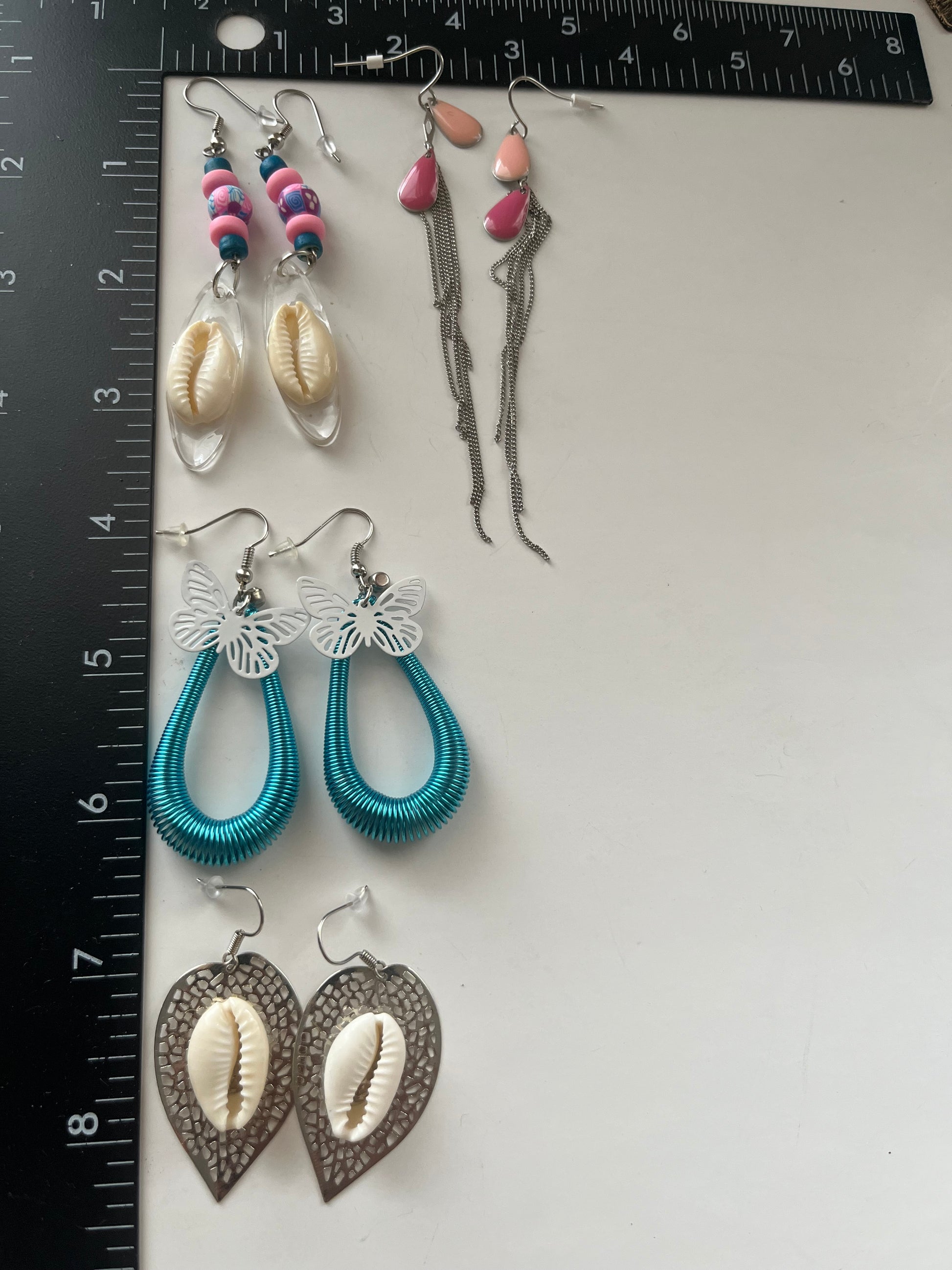 Resin Pierced Earrings 4 Pair Dangles 1" USA Made K1