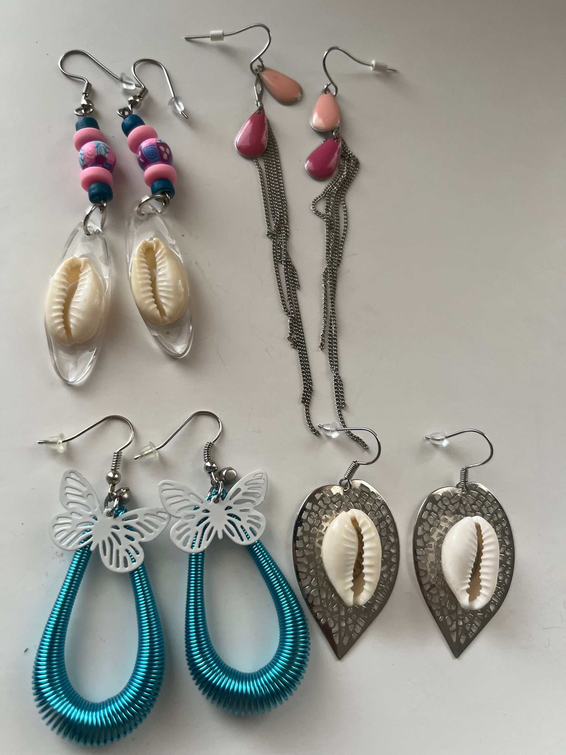 Resin Pierced Earrings 4 Pair Dangles 1" USA Made K1