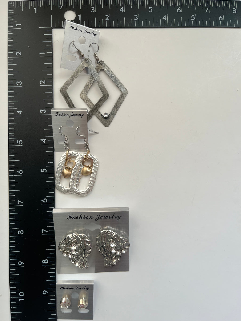 Silvertone Metal Pierced Earrings 4 Pair Dangles 1"-3" USA Made K6