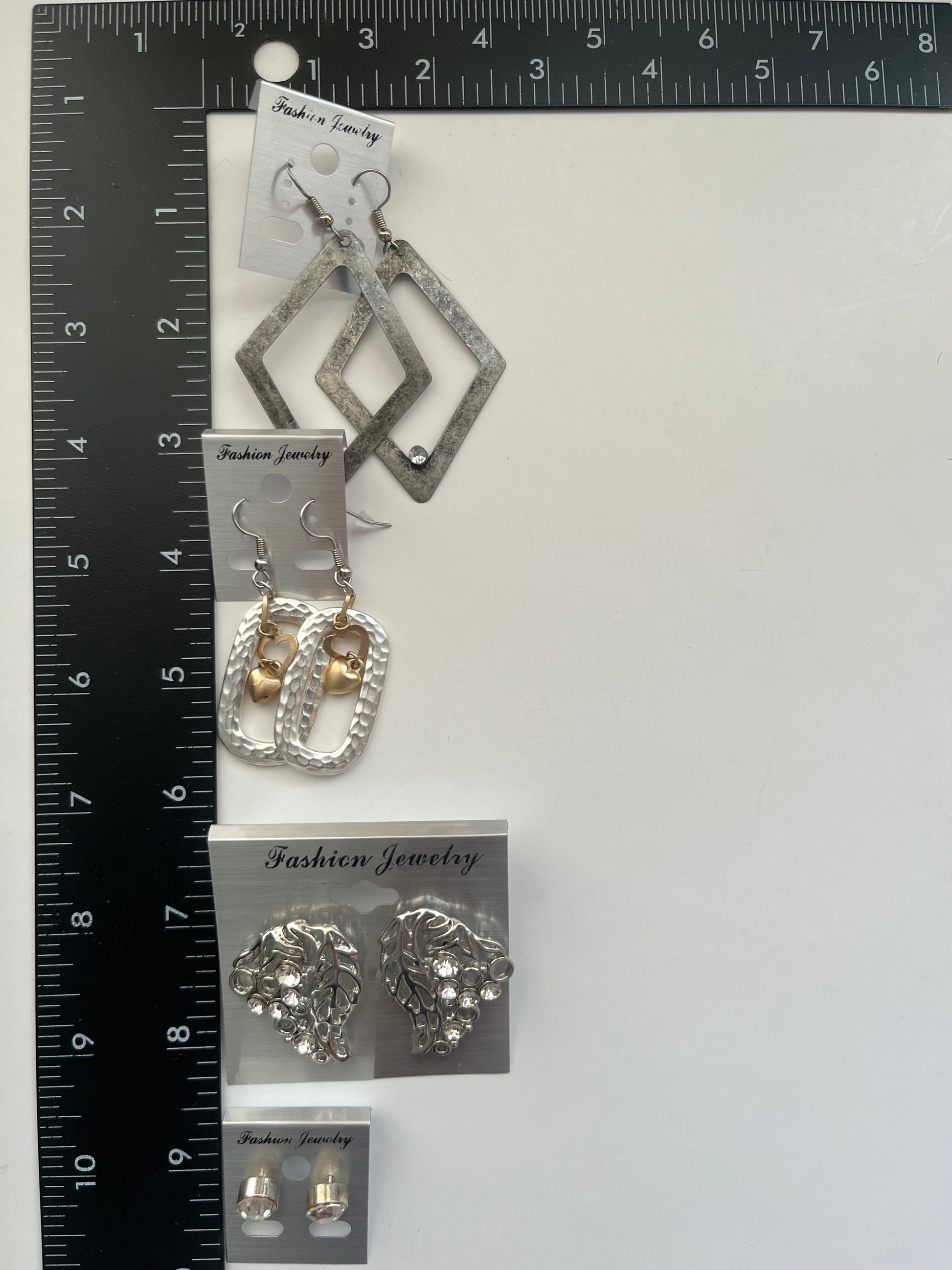 Silvertone Metal Pierced Earrings 4 Pair Dangles 1"-3" USA Made K6