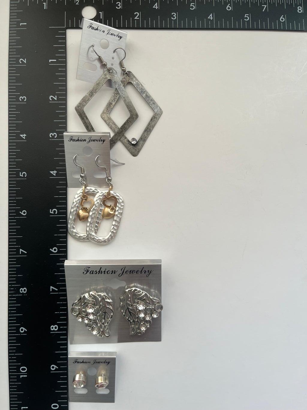 Silvertone Metal Pierced Earrings 4 Pair Dangles 1"-3" USA Made K6