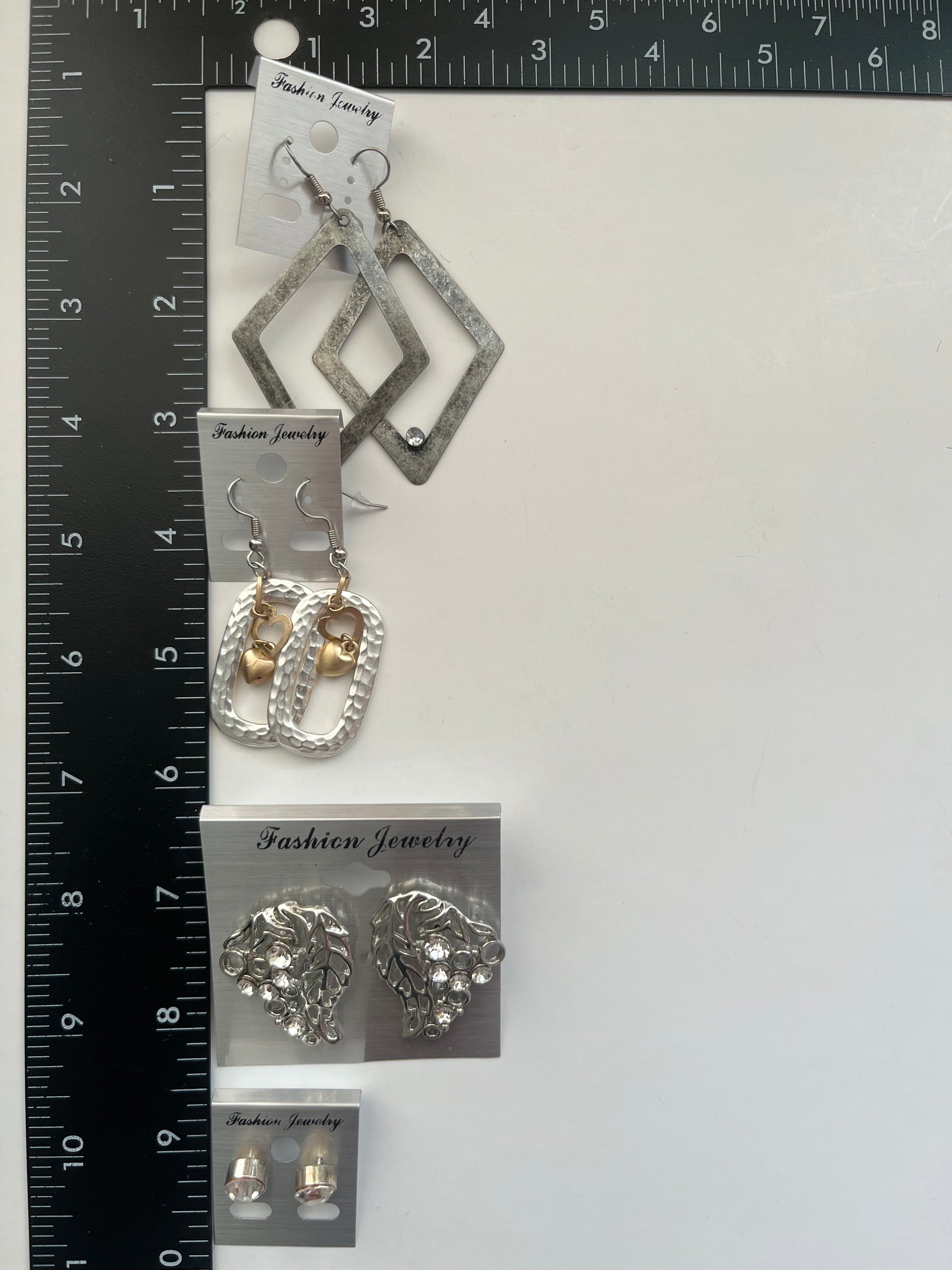 Silvertone Metal Pierced Earrings 4 Pair Dangles 1"-3" USA Made K6