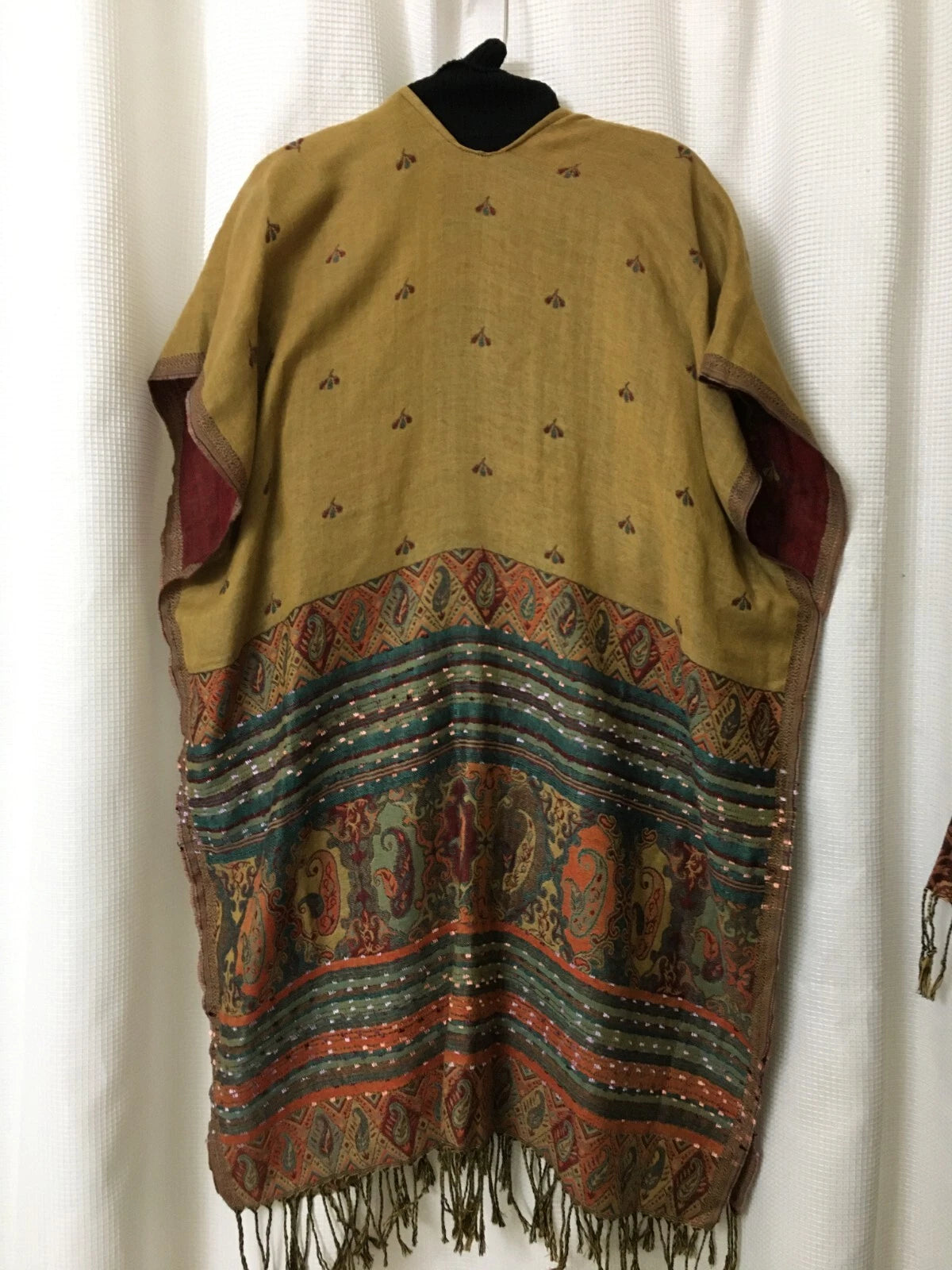 Pashmina Women's Kimono Tunic Shawl Cover Up Large/XL 56WX36L"Turquoise Gold A11