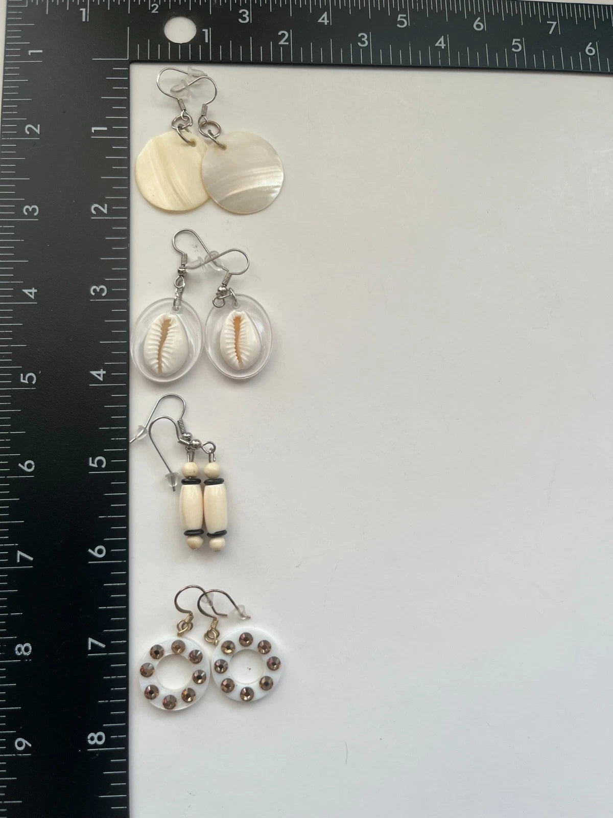 Cowrie Shell Pearl Resin Pierced Earrings 4 Pair Dangle 1"-2" Classic USA Made K8
